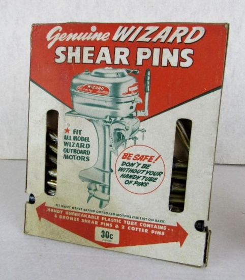Antique Wizard Outboard Motors Shear Pins Store Display w/ Contents