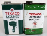 (2) Antique Texaco Quart Outboard Motor Oil Cans