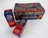 Vintage Blue Crown Husky Spark Plugs Full Box