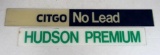 (2) Vintage 1970's Lexan Gas Pump Ad-Glass: Hudson Premium, Citgo-No Lead