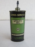 Rare Antique Cities Service Utility Oil Handy Oiler Can w/ Zinc Top
