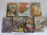 Grouping Antique Hardcover Books with Dust Jackets- Red Eagle, Roy Rogers, Tom Sawyer, ++