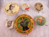 Group of Antique Pin-Backs Advertising, FDR, Pep, and More