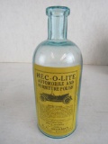 Rare Antique Hec-O-Lite Automobile & Furniture Polish Glass Paper Label Bottle- Bangor, Maine