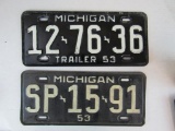 1953 & 1953 Trailer Michigan License Plates