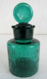 Antique R. Hudnut Chemist (New York) Aqua Perfume Bottle w/ Stopper