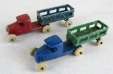 (2) 1930's Antique Barclay Cast Metal Stake Trucks