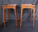Excellent Pair Antique Walnut End Tables signed Grand Rapids Fine Arts Furniture