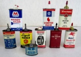 Grouping (9) Antique/ Vintage Handy Oiler Cans Marathon, Mobil, Sohio, +