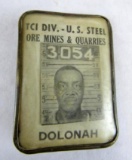 Antique U.S. Steel- TCI Division Photo Employee Badge- Ore Mines & Quarries