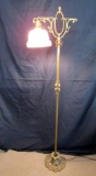 Antique Cast Iron 5 Ft Electric Art Deco Floor Lamp w/ Shade