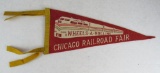 Antique 1949 Chicago Railroad Fair Felt Pennant 12