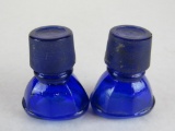 (2) Antique Cobalt Blue Eye Wash Glass Stoppers