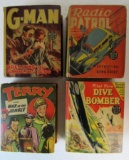 (4) Antique 1930's Big Little Books BLB- Dive Bomber, G-Man, Terry & The Porates, Radio Patrol