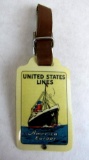 Antique United States Lines America Europe Steamship Celluloid Baggage Tag