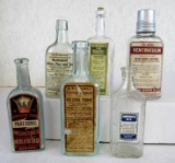 Lot (6) Antique Paper Label Pharmacy/ Drug Bottles