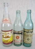 (3) Antique Paper Label Glass Ginger Ale Bottles