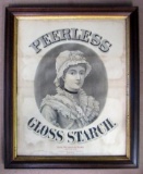 Excellent Antique Peerless Gloss Starch Framed General Store Poster/ Sign 22 x 27