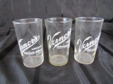 (3) Antique Vernor's Ginger Ale Printed Drinking Glasses