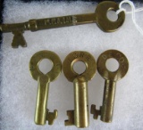 Lot (4) Antique Brass Railroad Keys