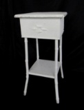 Painted White Shabby chic Bamboo & Wood Sewing Stand/ Table