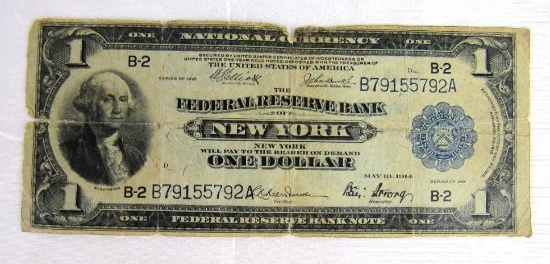 1914 Federal Reserve $1.00 Large Note Bank of New York