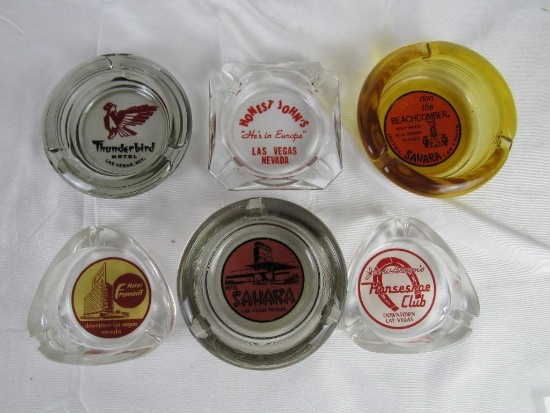 Excellent Lot (6) Vintage Glass Casino Advertising Ashtrays Las Vegas