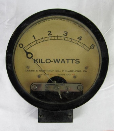 Antique Leeds & Northrup Industrial Kilo-Watt Meter/ Gauge