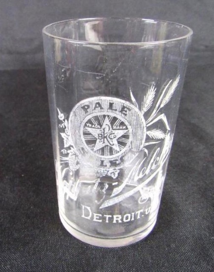 Antique Pre-Prohibition Koppitz-Melchers Brewing Co. Acid Etched Beer Glass (Detroit)