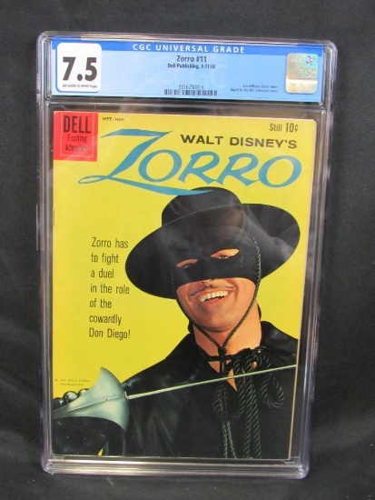 Zorro #11 (1960) Silver Age Disney Dell/ Classic Photo Cover CGC 7.5
