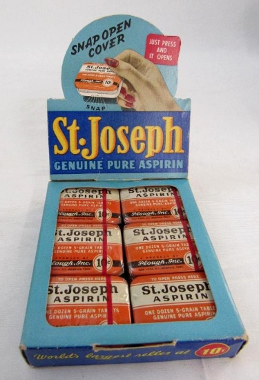 Antique Full NOS Pharmacy/ Store Display St. Joseph Aspirin Tins