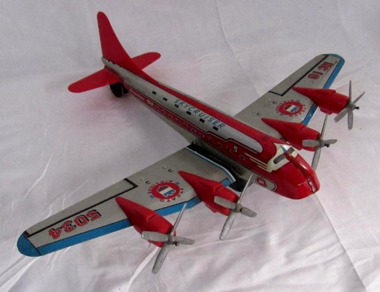 Rare antique Marx Tin Friction Strato Airlines Skycruiser Airplane Huge!