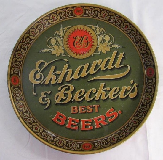 Rare Pre-Prohibition E&B Eckhardt & Becker's Best Beer Metal 12" Serving Tray