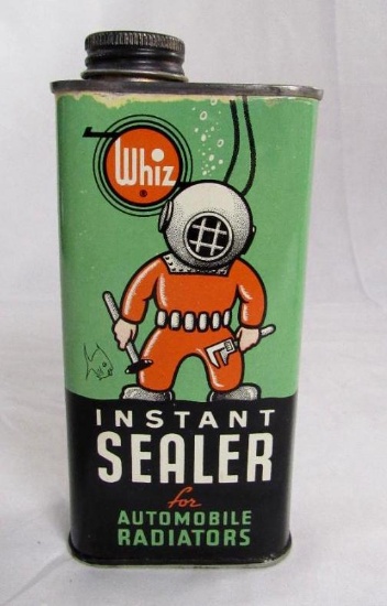 Outstanding Antique Whiz Instant Sealer Oil Can/ Deep Sea Diver Graphics