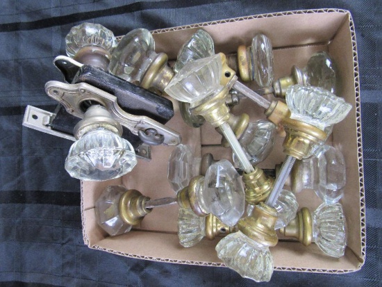 Lot (10) Antique/ Vintage Glass Door Knob Sets