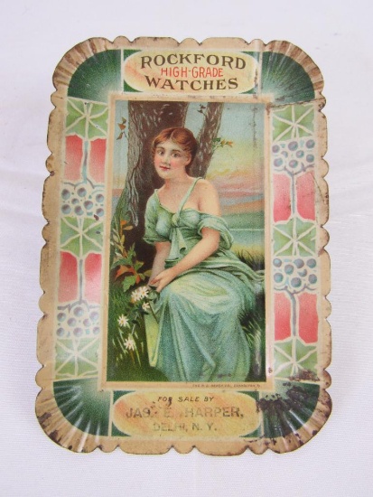 Antique Rockford High-Grade Watches Tin Advertising Tip Tray