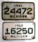 1961 & 1962 Michigan Motorcycle License Plates