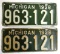 1928 Michigan Automobile License Plate Pair