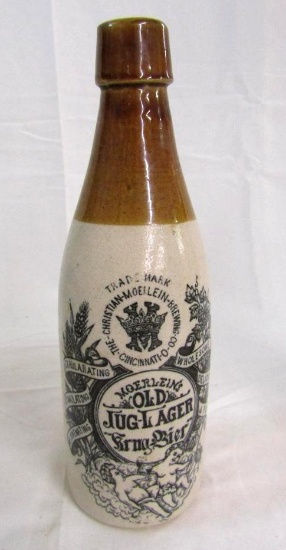Antique Stoneware Morelein Brewing Old Jug Lager Krug-Bier Bottle Cincinnati Ohio