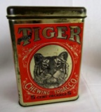 Excellent Antique Tiger Chewing Tobacco Large Vertical Counter Tin