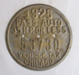 1925 Chicago Automobile Tax Badge/ Plate