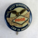 Antique Paige Automobiles Advertising Pinback 