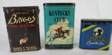 (3) Antique Vertical Tobacco Pocket Tins- Briggs, Kentucky Club, Bugler