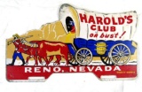 Rare Antique Harold's Club Reno Nevada Huge Metal License Plate Topper