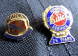 (2) Antique Buick 25 Year Service Pins (1 is 10K Gold)