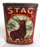 Antique Stag Tobacco Vertical Pocket Tin 3.5