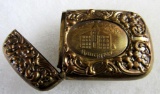 Excellent Antique Michigan College of Mines Houghton, Michigan Embossed Match Safe