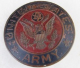 Antique United States Army Metal Automobile Grill Badge/ Emblem