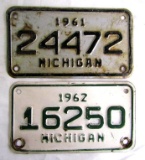 1961 & 1962 Michigan Motorcycle License Plates