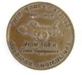 Antique 1949 New Idea Farm Equipment Bronze 50th Anniversary Medal
